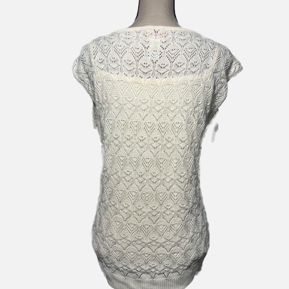 Ruby Rd Vanilla Fringed Crochet Top with Cami Womens size PL - Picture 2 of 5